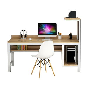 【受注生産商品】オフィスデスク PCデスク 事務机 学習机 ワークデスク PC収納 スチールフレーム 配線孔付き ナチュラル ホワイト