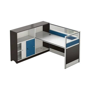 【受注生産商品】オフィスデスク 事務机 ワークデスク デスク デスク 収納棚 鍵付き チェスト メインフレーム収納 パーティーション付き ホワイト