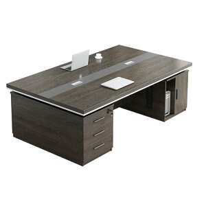 【受注生産商品】オフィスデスク 事務デスク 両袖デスク メラミン化粧板 サイドキャビネット 錠付き シリンダー錠 厚手の天板 ウォルナット