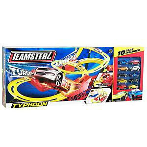 yzzr[@͌^ԁ@ԁ@[VOJ[ [VO[XgbNteamsterz typhoon course piste avec 10 voitures, racing, diecast cars