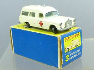 �y���������z�z�r�[�@�͌^�ԁ@�ԁ@���[�V���O�J�[ �}�b�`���f�������Z�f�X�{�b�N�Xmatchbox lesney model 3c mercedes ambulance vn en parfait etat, dans sa boite