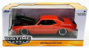 �y���������z�z�r�[�@�͌^�ԁ@�ԁ@���[�V���O�J�[ �v���}�X�o�[�_�X�P�[�����f��jada toys 124 scale model car 98236 1973 plymouth barracuda red