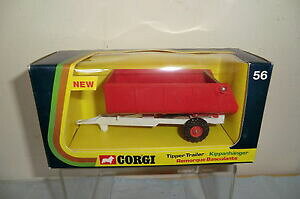 �y���������z�z�r�[�@�͌^�ԁ@�ԁ@���[�V���O�J�[ �R�[�M�[���f���t�@�[���{�b�N�X�g���[���[�z���C�g�V���[�Vcorgi toys model 56 farm tipper trailer blanc chassis en parfait etat, dans sa boite