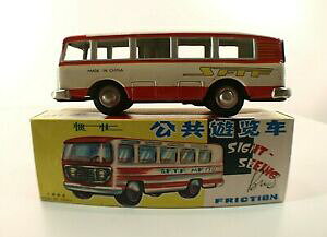 【送料無料】ホビー 模型車 車 レーシングカー バスエンジンバスボックスブリキmf 130 autobus sttf bus moteur a friction tin toy made in china en boite
