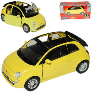 yzzr[@͌^ԁ@ԁ@[VOJ[ tBAbgCG[JuIffiat 500c cabriolet jaune ab 2009 environ 143 1361 46 welly modele avec ou
