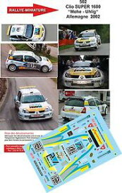 【送料無料】ホビー　模型車　車　レーシングカー デカールルノークリオラリードイツラリーdecals 143 ref 0502 renault clio s1600 mohe rallye allemagne 2002 rally wrc