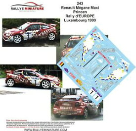 【送料無料】ホビー　模型車　車　レーシングカー デカールルノーメガーヌマキシラリーラリーdecals 143 ref 0243 renault megane maxi princen rallye luxembourg 1999 rally