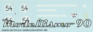 yzzr[@͌^ԁ@ԁ@[VOJ[ fJ[V[gtF[LjuNNdecal sheet 143 ferrari 250 gto 54 filipinetti 1000 km nurburgring 1963