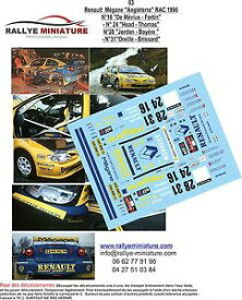 【送料無料】ホビー　模型車　車　レーシングカー デカールルノーメガーヌマキヘッドラリーラリーdecals 143 ref 0003 renault megane maxi head rallye rac rally 1996 wrc