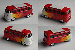 �y���������z�z�r�[�@�͌^�ԁ@�ԁ@���[�V���O�J�[ �W���j�[�o�X�T���o���C�Xjohnny lightning ? vw bus t1 samba rouge avec flammes mace