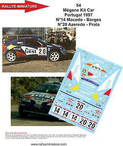 yzzr[@͌^ԁ@ԁ@[VOJ[ fJ[m[K[k}L|gK[[decals 132 ref 0054 renault megane maxi azeredo rallye du portugal 1997 rally