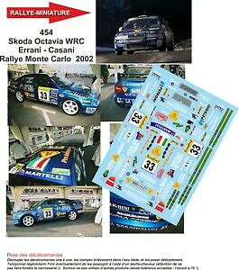 yzzr[@͌^ԁ@ԁ@[VOJ[ fJ[VR_eJ[[decals 132 ref 0454 skoda octavia wrc errani rallye monte carlo 2002 rally