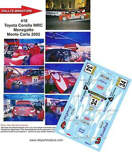 yzzr[@͌^ԁ@ԁ@[VOJ[ fJ[g^J[eJ[[decals 132 ref 418 toyota corolla wrc menegatto rallye monte carlo 2002 rally