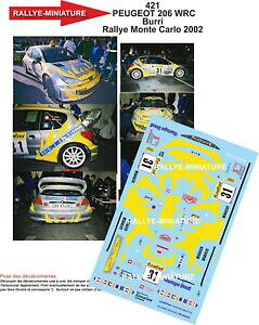 yzzr[@͌^ԁ@ԁ@[VOJ[ fJ[vW[eJ[[IrGdecals 124 ref 421 peugeot 206 wrc olivier burri rallye monte carlo 2002 rally