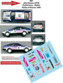 【送料無料】ホビー　模型車　車　レーシングカー デカールアルファロメオラリーラリーdecals 124 ref 401 alfa romeo gtv6 gottelmans rallye alsace vosges 1998 rally