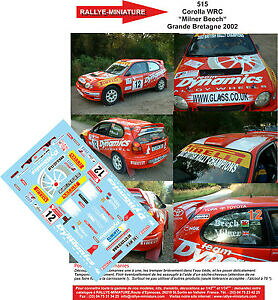 yzzr[@͌^ԁ@ԁ@[VOJ[ fJ[g^J[~i[[NV[[[decals 124 ref 515 toyota corolla wrc milner yorkshire rally 2002 rallye