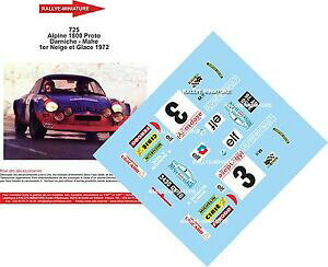 yzzr[@͌^ԁ@ԁ@[VOJ[ fJ[ApCm[[decals 124 ref 725 alpine renault a110 darniche neige et glace 1972 rallye