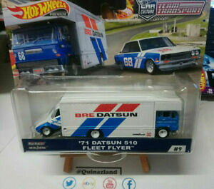 �y���������z�z�r�[�@�͌^�ԁ@�ԁ@���[�V���O�J�[ �z�b�g�z�C�[���`�[���g�����X�|�[�g�_�b�g�T���t���[�g�t���C���[��hot wheels team transport 71 datsun 510 fleet flyer 9