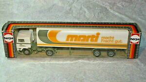 �y���������z�z�r�[�@�͌^�ԁ@�ԁ@���[�V���O�J�[ �r���e�[�W�g���b�N�I���W�i���{�b�N�Xvintage herpa camion, 187, marti livree, comme neuf in original box