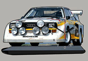 yzzr[@͌^ԁ@ԁ@[VOJ[ ~j`AJ[NbNAEfBNgvoiture miniature, audi quattro 01 en horloge