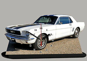 �y���������z�z�r�[�@�͌^�ԁ@�ԁ@���[�V���O�J�[ �~�j�`���A�N���b�N���f���J�[�t�H�[�h�}�X�^���O�z���C�ghorloge miniature, model cars, ford mustang blanc 09