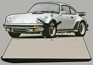 yzzr[@͌^ԁ@ԁ@[VOJ[ ~j`AX|[c|VF^[{vehicule de sport porsche 930 turbo01 en horloge miniature sur socle