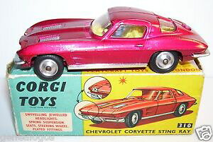 yzzr[@͌^ԁ@ԁ@[VOJ[ V{[RxbgtbvAbvwbhCg^{bNXrare corgi toys chevrolet corvette phares escamotables rouge metal 310 1963 box