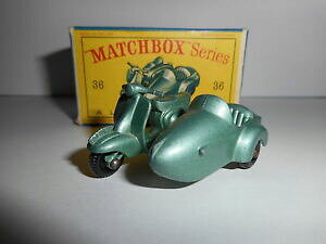 �y���������z�z�r�[�@�͌^�ԁ@�ԁ@���[�V���O�J�[ �}�b�`�X�N�[�^�[�T�C�h�J�[matchbox lesney motor scooter and sidecar 36 1960 lambretta