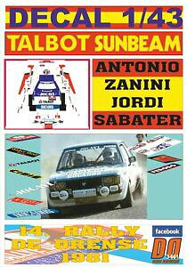�y���������z�z�r�[�@�͌^�ԁ@�ԁ@���[�V���O�J�[ �f�J�[���^���{�b�g�T���r�[�����[�^�Xdecal 143 talbot sunbeam lotus azanini rde orense 1981 2nd 01