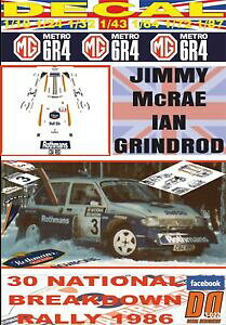 �y���������z�z�r�[�@�͌^�ԁ@�ԁ@���[�V���O�J�[ �f�J�[�����X�}���Y�}�N���[decal mg metro 6r4 rothmans j mcrae national breakdown r 1986 3rd 01