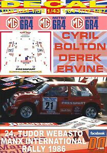 �y���������z�z�r�[�@�͌^�ԁ@�ԁ@���[�V���O�J�[ �f�J�[���{���g���}��decal mg metro 6r4 cbolton manx inter r 1986 7th 01