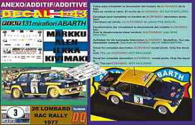 【送料無料】ホビー　模型車　車　レーシングカー デカールフィアットアバルトanexo decal 143 fiat 131 abarth malen rac 1977 02