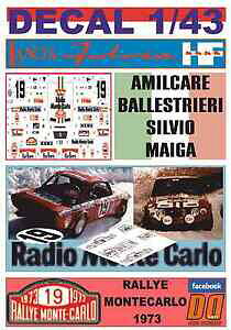 �y���������z�z�r�[�@�͌^�ԁ@�ԁ@���[�V���O�J�[ �f�J�[�������`�A�����e�J�������^�C�Adecal 143 lancia fulvia hf aballestrieri rmontecarlo 1973 dnf 02