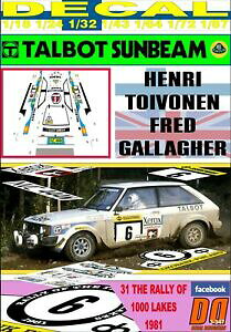 �y���������z�z�r�[�@�͌^�ԁ@�ԁ@���[�V���O�J�[ �f�J�[���^���{�b�g�T���r�[�����[�^�X�A���������[���^�C�Adecal talbot sunbeam lotus henri toivonen 1000 lakes rally 1981 dnf 01