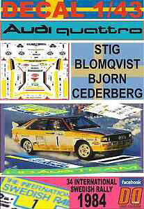 yzzr[@͌^ԁ@ԁ@[VOJ[ fJ[AEfBNgXEF[fdecal 143 audi quattro a2 stig blomqvist swedish r 1984 winner 02