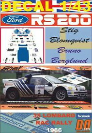 【送料無料】ホビー　模型車　車　レーシングカー デカールフォードリタイアdecal 143 ford rs200 sblomqvist rac r 1986 dnf 01
