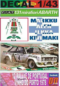 yzzr[@͌^ԁ@ԁ@[VOJ[ fJ[tBAbgAog|gKdecal 143 fiat 131 abarth malen r portugal 1978 winner 01