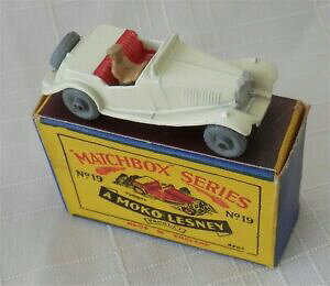yzzr[@͌^ԁ@ԁ@[VOJ[ }b`zC[~[bg{bNX1950 s matchbox lesney 19 mg midget en metal blanc roues comme neuf in box original
