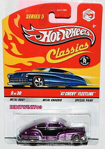 �y���������z�z�r�[�@�͌^�ԁ@�ԁ@���[�V���O�J�[ �z�b�g�z�C�[���N���V�b�N�V���[�Yhot wheels serie classique 15m47 chevy fleetline violet avec