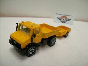 �y���������z�z�r�[�@�͌^�ԁ@�ԁ@���[�V���O�J�[ �g���[���[�������C�G���[�X�P�[��siku 2215, unimog u 1500 avec remorque, 1975, melon yellow, echelle 155