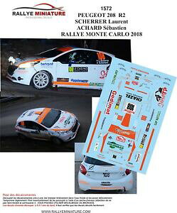 �y���������z�f�J�[���Q�l�����v�W���[�����e�J���������[Decals 1/18 Ref. 1572 peugeot 208 r2 Scherrer Monte Carlo Rally 2018 wrc