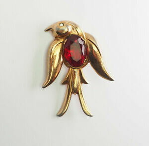 �y���������z�z�r�[ �E�͌^�ԁE�o�C�N ���[�V���O�J�[ �A���e�B�[�N�A�[���f�R�S�[���h���^�����b�h�[���[�x���[�o�[�h�c�o���u���[�`�R��antique art deco gold metal red jelly belly bird swallow brooch 