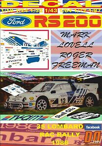 �y���������z�z�r�[ �E�͌^�ԁE�o�C�N ���[�V���O�J�[ �f�J�[���t�H�[�h�����F��decal ford rs200 mlovell rac r 1986 dnf 06