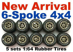 yzzr[ E͌^ԁEoCN [VOJ[ S^CX|[NtBbgzbgzC[Zbg164 rubber tires hw 6spoke 4x4 rims fit hot wheels 5 set