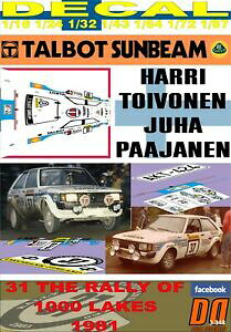 �y���������z�z�r�[ �E�͌^�ԁE�o�C�N ���[�V���O�J�[ �f�J�[���^���{�b�g�T���r�[�����[�^�X�n���g�C���H�l��decal talbot sunbeam lotus harri toivonen 1000 lakes 1981 dnf 01