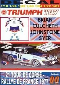 【送料無料】ホビー ・模型車・バイク レーシングカー デカールトライアンフブライアンカルチェスツールドコルセdecal triumph tr7 brian culcheth tour de corse 1977 11th 08