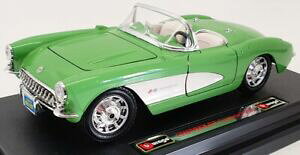 �y���������z�z�r�[ �E�͌^�ԁE�o�C�N ���[�V���O�J�[ �u���S�X�P�[�����f���J�[�V�{���[�R���x�b�g���C���O���[��burago 124 scale model car 0524 1957 chevrolet corvettelime green