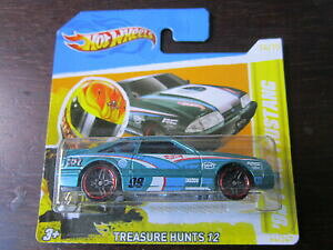 �y���������z�z�r�[ �E�͌^�ԁE�o�C�N ���[�V���O�J�[ �z�b�g�z�C�[���t�H�[�h�}�X�^���O�V���[�g�J�[�h�C�G���[�X�g���C�vhot wheels treasure hunt 92 ford mustang thunt 2012 short card yellow stripes