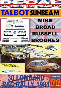 �y���������z�z�r�[ �E�͌^�ԁE�o�C�N ���[�V���O�J�[ �f�J�[���^���{�b�g�T���r�[�����[�^�X���b�Z���u���b�N�X���b�N�����[decal talbot sunbeam lotus russell brookes rac rally 1981 dnf 01