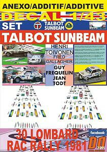 �y���������z�z�r�[ �E�͌^�ԁE�o�C�N ���[�V���O�J�[ �A�l�b�N�X�f�J�[���^���{�b�g�T���r�[���K�C�t���P�������b�N�����[annex decal 143 talbot sunbeam lotus guy frequelin rac rally 1981 dnf 01